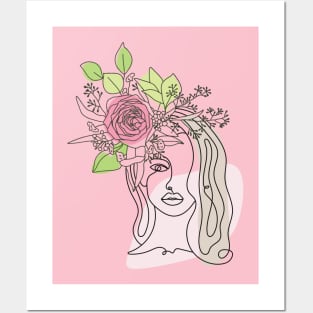 Beautiful Woman Flowers Design, Woman Line Art, Girls Design Posters and Art